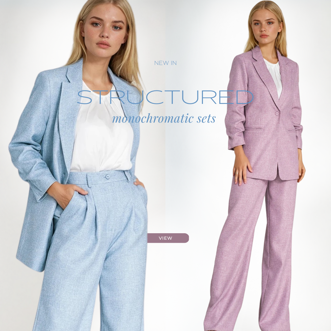 suit, women's suit, monochromatic suit, monochromatic set, women's set, elegant women's set, suit with visible texture, suit with visible structure, melange suit