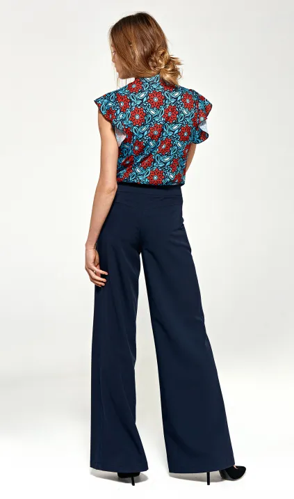 Granatowe spodnie typu palazzo