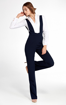 Jumpsuit with suspenders - navy blue