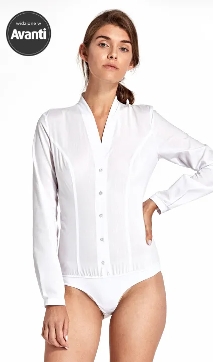 Biała koszula body bez kołnierzyka