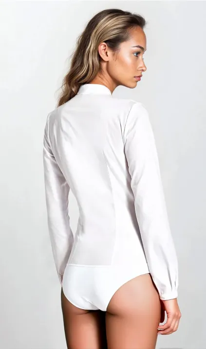 Biała koszula body bez kołnierzyka