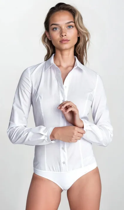 Elegancka biała koszula body