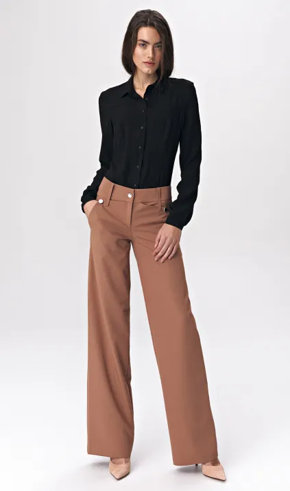 Karmelowe spodnie palazzo