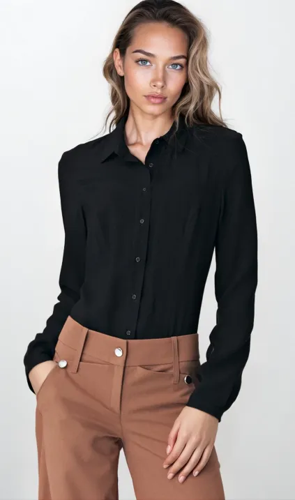 Wiskozowa koszula body- czarny