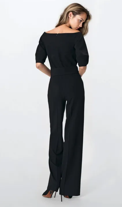 Black jumpsuit with a belt