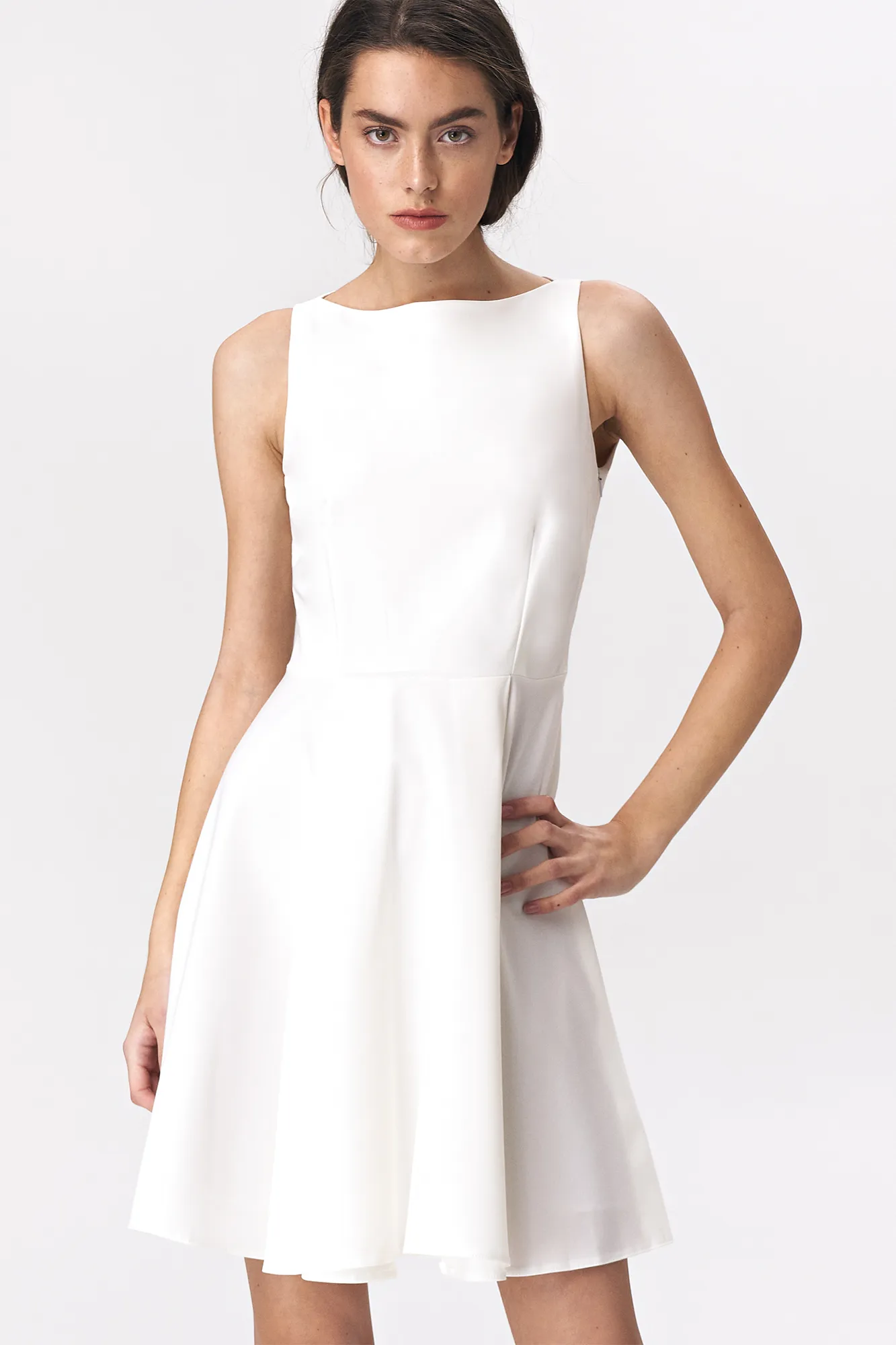 Flared dress mini - ecru