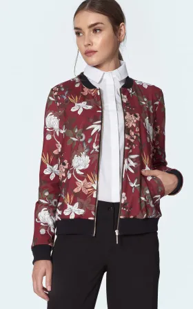 Claret bomber jacket in flowers