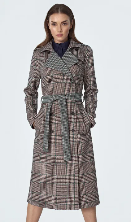 Double breasted coat with pepitko strap