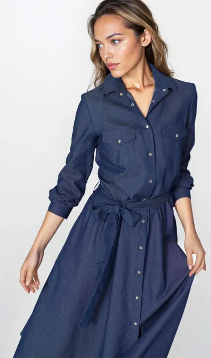 Jeansowa sukienka midi