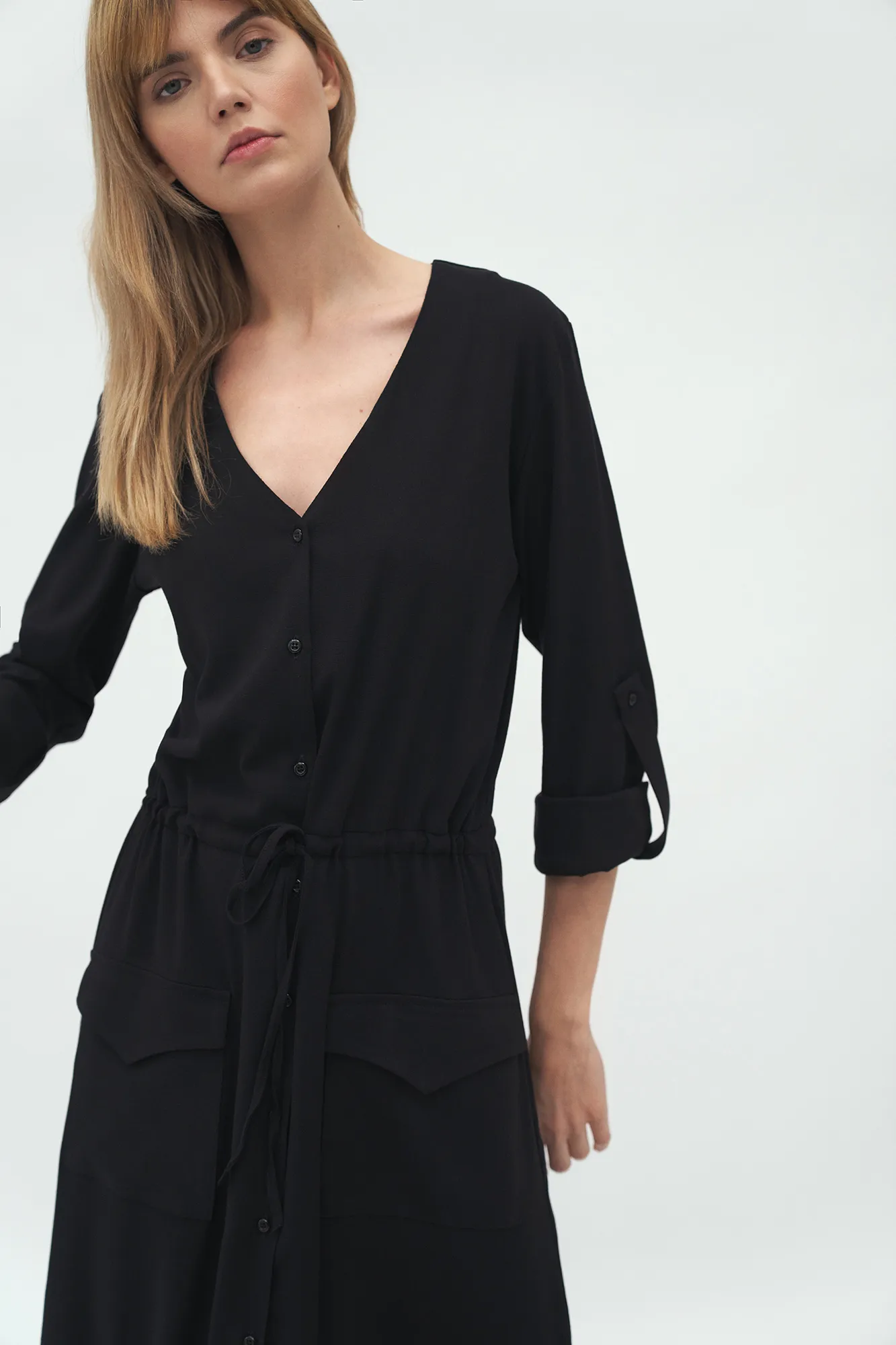 Long black dress with - Nife pockets