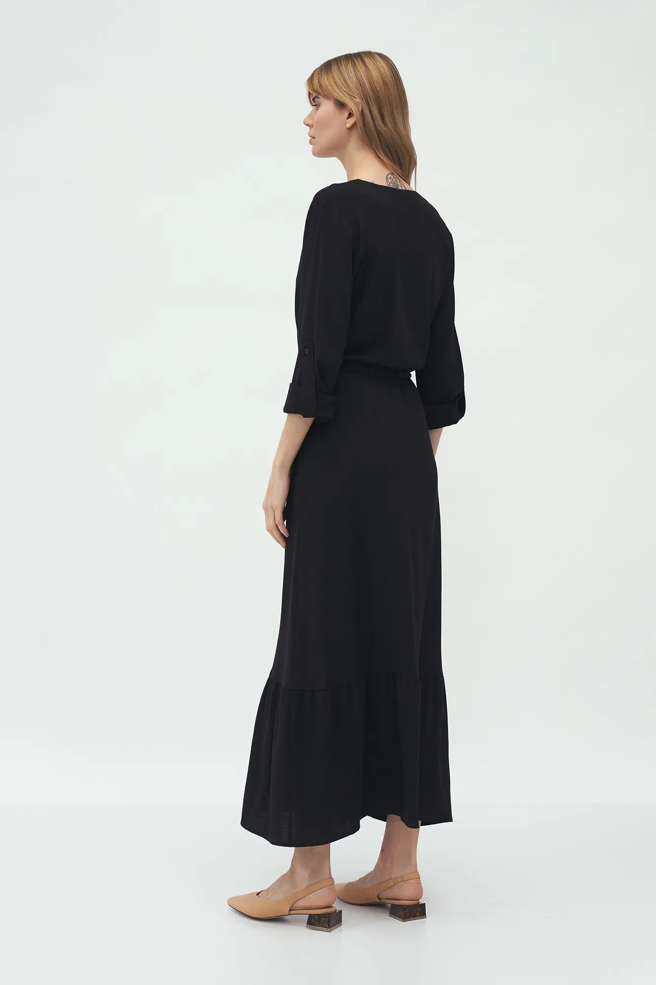 Long black dress with pockets - Nife