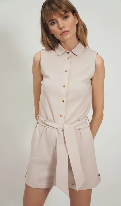 Beige sleeveless jumpsuit