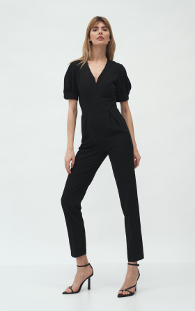 Black jumpsuit with puffy sleeves