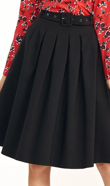 Black midi skirt with belt