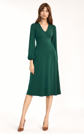 Green classic midi dress