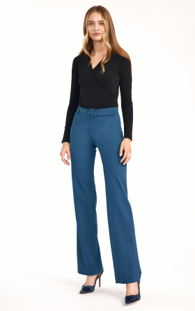Azure trousers with flared legs
