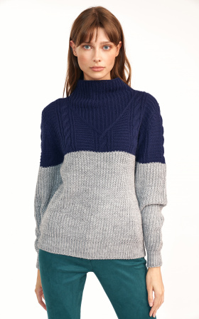 Double coloured pullover - navy/grey