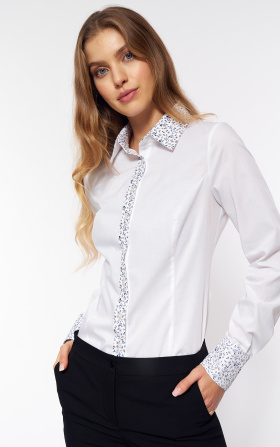 White shirt with patterned elements