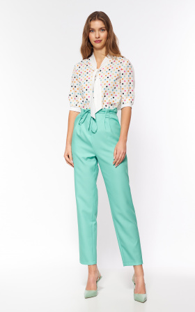 Celadon trousers in paperbag type