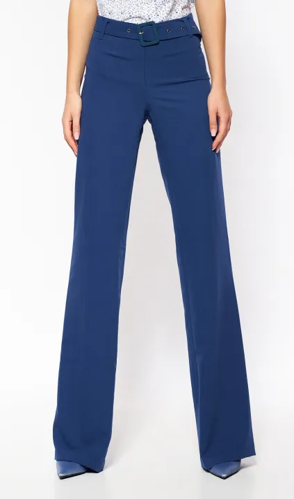 Kobaltowe spodnie z lekko rozszerzaną nogawką