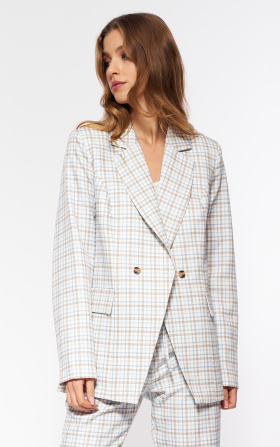 Double-breasted checkered jacket