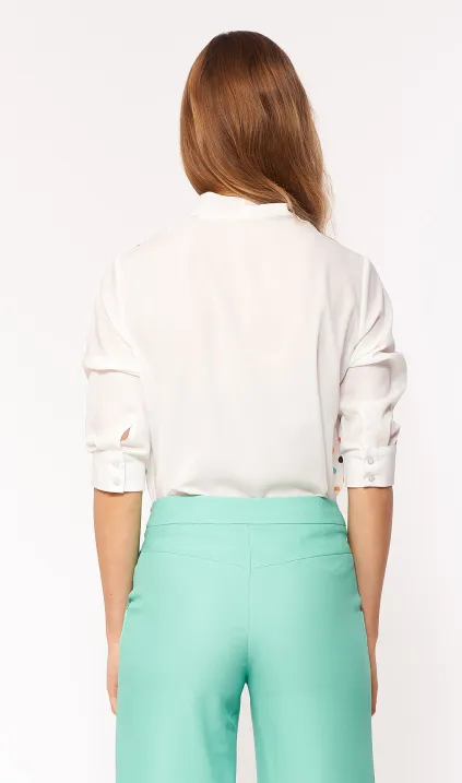 Subtelna bluzka z wiązaniem - ecru/żółty