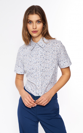 Shirt with short floral sleeve