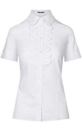 Biała koszula z plisami na dekolcie