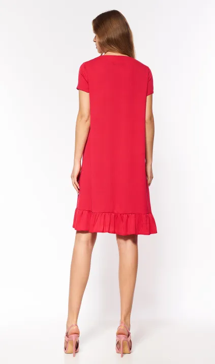 Raspberry dress with tie