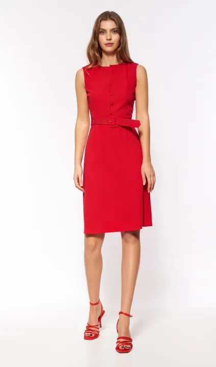 Czerwona elegancka sukienka bez rękawów