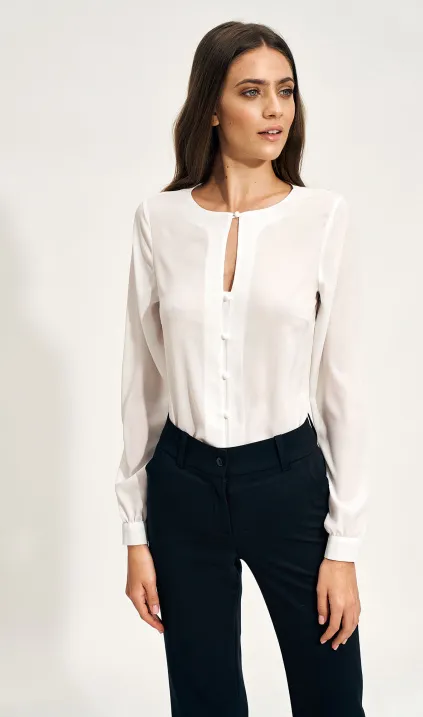 Ecru blouse with tear neckline