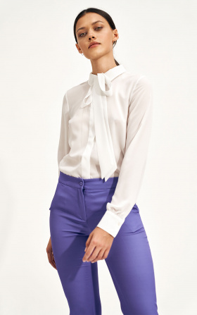 Ecru blouse with a bow