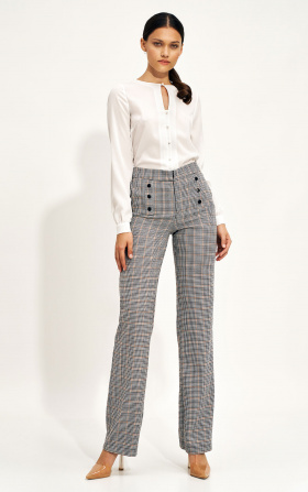 Checkered highwaisted wide leg trousers