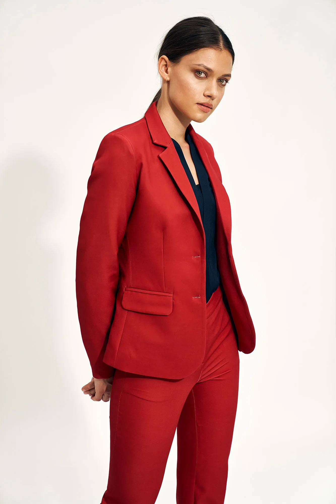 Red Classic Suit Women, Red Blazer Pant Suit