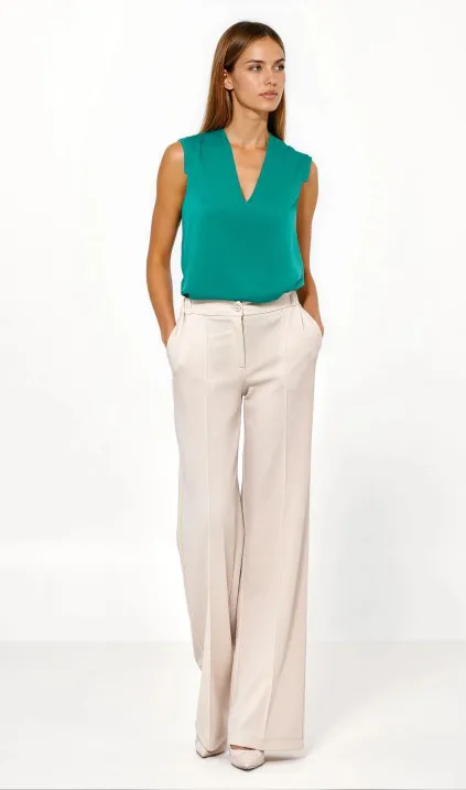 Beżowe spodnie loose cut