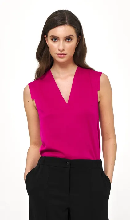 Fuchsia viscose sleeveless blouse