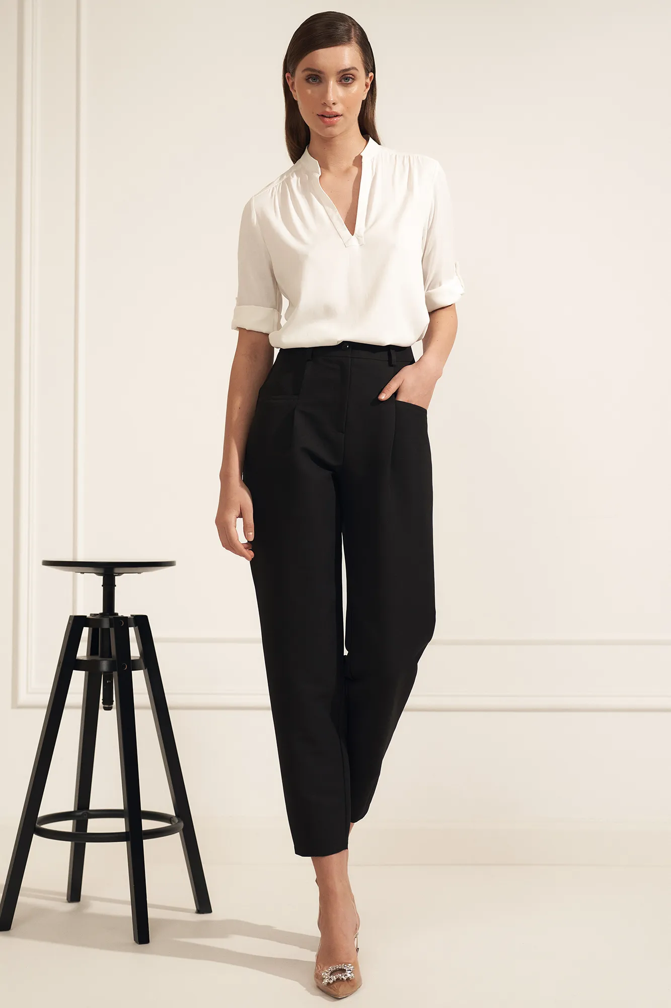 Black baggy trousers with high waist