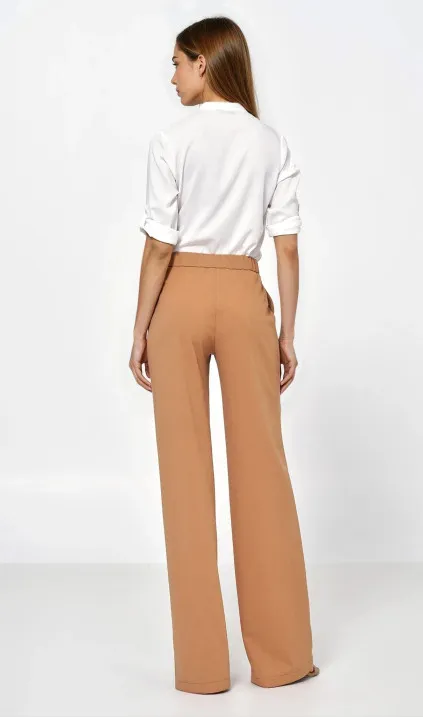 Karmelowe spodnie loose cut