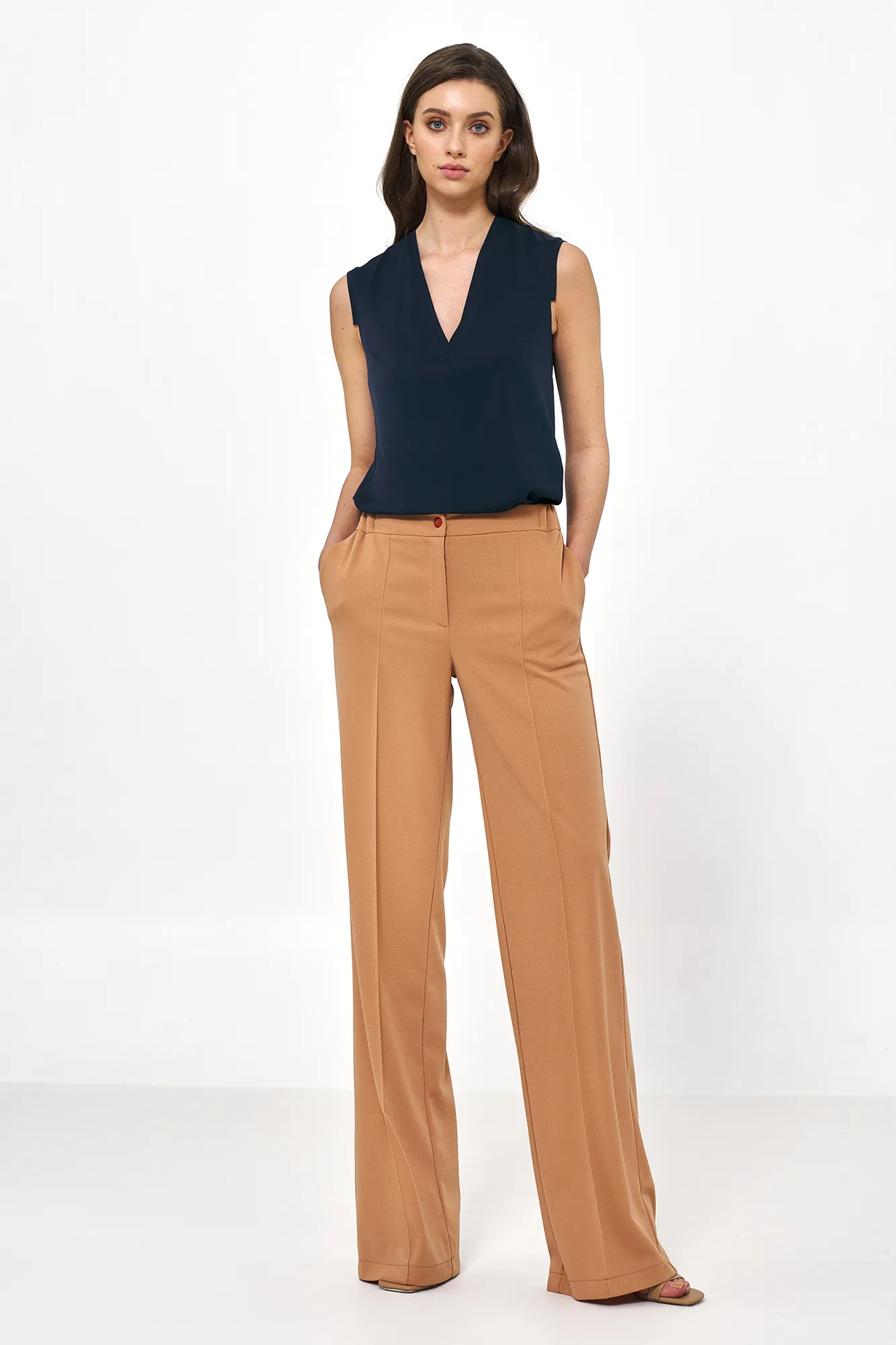 Camel loose cut trousers