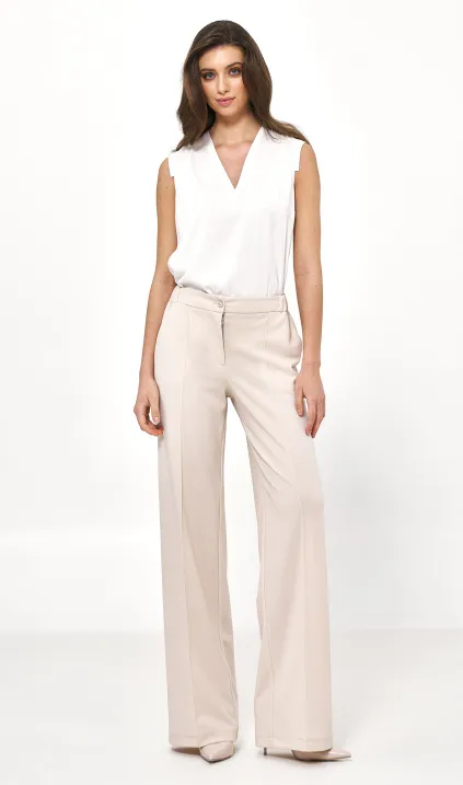 Wiskozowa bluzka bez rękawów w kolorze ecru