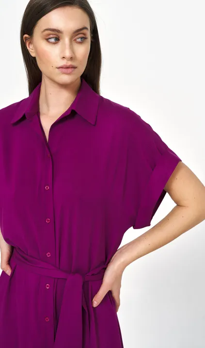 Wiskozowa sukienka midi w kolorze pupury