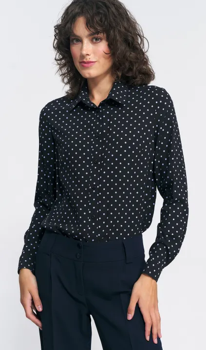 Wiskozowa koszula w groszki