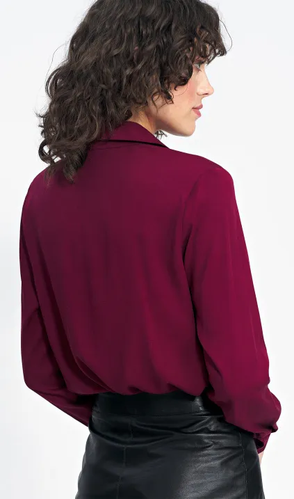 Bordowa koszula z wiskozy