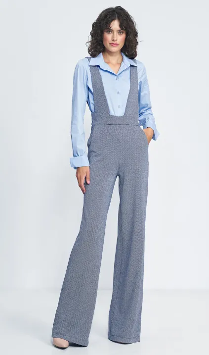 Kombinezon na szelkach w granatową jodełkę