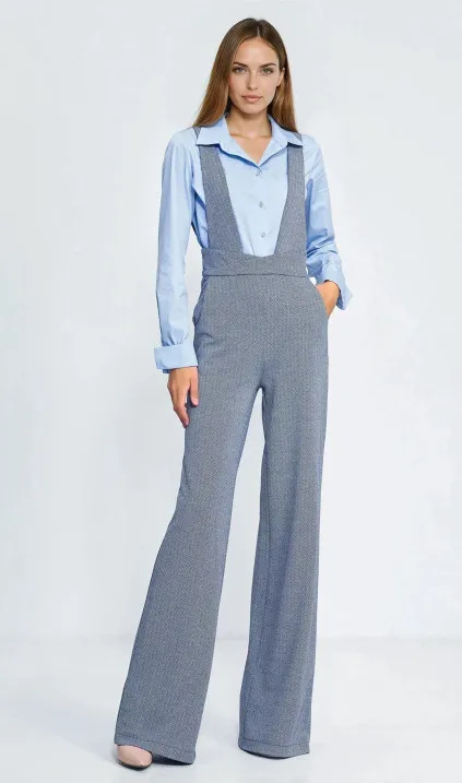 Kombinezon na szelkach w granatową jodełkę