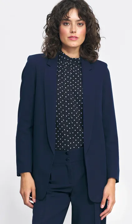 Klasyczna niezapinana granatowa marynarka