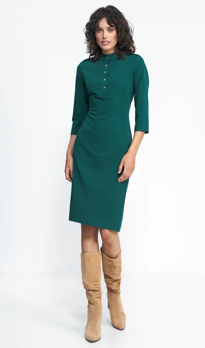 Zielona sukienka z rękawem 3/4