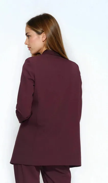 Klasyczna niezapinana bordowa marynarka