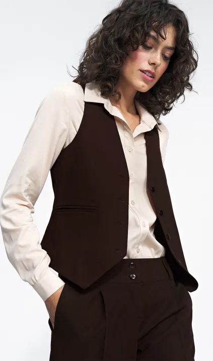 Brązowa garniturowa kamizelka