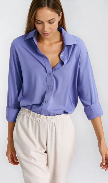 Wiskozowa koszula oversize - fioletowy